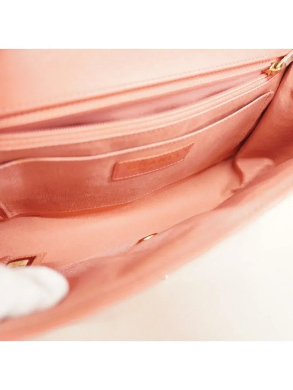 Chanel Shoulder Bag Stitch Lambskin Pink Champagne Gold
